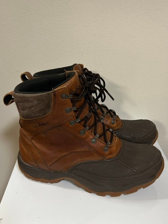 L.L. Bean Storm Chaser 5 Mens 9.5 Duck Boots Brown Leather Primaloft Tek 2.5 EUC main image 5